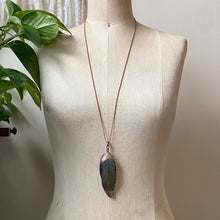 Load image into Gallery viewer, Electroformed Blue & Green Macaw Feather Necklace #1 - Ready to Ship