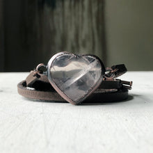 Load image into Gallery viewer, Rose Quartz Heart and Leather Wrap Bracelet/Choker