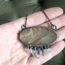 Load image into Gallery viewer, Rutile Quartz Oval with Clear Quartz Points Necklace - Ready to Ship