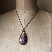 Load image into Gallery viewer, Large Labradorite Teardrop Necklace (Pinkish Purple)- Ready to Ship