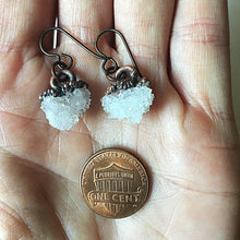 Load image into Gallery viewer, Clear Quartz Druzy Hanging Earrings - Made to Order
