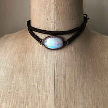 Load image into Gallery viewer, Rainbow Moonstone & Leather Wrap Bracelet/Choker - Made to Order