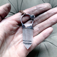 Load image into Gallery viewer, Tourmilinated Quartz Point & Grey Moonstone Necklace