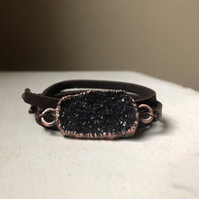 Load image into Gallery viewer, Gray Druzy and Leather Wrap Bracelet/Choker #6 - Ready to Ship