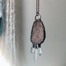 Load image into Gallery viewer, Druzy & Raw Clear Quartz Statement Necklace #3 - Ready to Ship