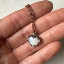 Load image into Gallery viewer, Rainbow Moonstone Heart Necklace #2- Ready to Ship
