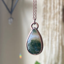 Load image into Gallery viewer, Moss Agate Teardrop Necklace #2- Ready to Ship