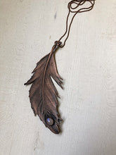 Load image into Gallery viewer, Electroformed Feather and Rainbow Moonstone Necklace #2 - Ready to Ship (Flower Moon Collection)