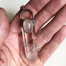 Load image into Gallery viewer, Polished Clear Quartz Point & Oval Golden Rutilated Quartz Necklace (Icarus Soaring)