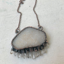 Load image into Gallery viewer, Druzy & Raw Clear Quartz Statement Necklace #1 - Ready to Ship