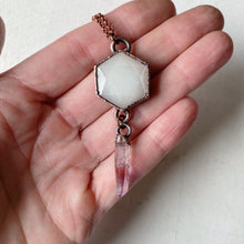 Load image into Gallery viewer, White Moonstone Hexagon and Vera Cruz Amethyst Necklace #3 - Ready to Ship
