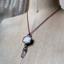 Load image into Gallery viewer, White Moonstone Hexagon and Vera Cruz Amethyst Necklace #2 - Ready to Ship
