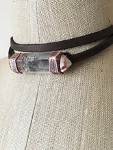 Load image into Gallery viewer, Double Terminated Clear Quartz Point and Leather Wrap Bracelet/Choker (5/17 Update)