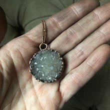 Load image into Gallery viewer, Gray Druzy New Moon Necklace #1 - Ready to Ship