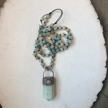Load image into Gallery viewer, Amazonite Polished Point with Rainbow Moonstone Mala