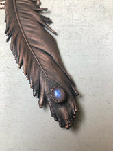 Load image into Gallery viewer, Electroformed Feather and Rainbow Moonstone Necklace #1 - Moksha Collection