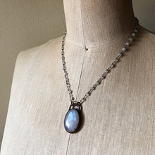 Load image into Gallery viewer, Rainbow Moonstone Necklace on Sterling Silver & Moonstone Rosary Chain Necklace - Ready to Ship (5/17 Update)