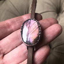 Load image into Gallery viewer, Labradorite and Leather Wrap Bracelet/Choker #2 - Spring Equinox Collection