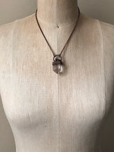 Load image into Gallery viewer, Polished Clear Quartz Point topped with Raw Emerald Necklace (Satya Collection)