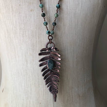 Load image into Gallery viewer, Electroformed Fern with Polished Green Kyanite Necklace #1