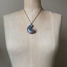Load image into Gallery viewer, Labradorite Crescent Moon with Raw Clear Quartz Necklace #1 - Ready to Ship