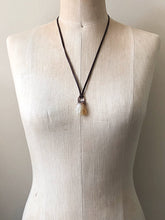Load image into Gallery viewer, Raw Citrine Necklace on Adjustable Brown Leather Lace #1 (Icarus Soaring)