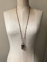 Load image into Gallery viewer, Polished Smoky Quartz Point Necklace with Amazonite Accented Chain (Satya Collection)