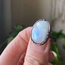Load image into Gallery viewer, Rainbow Moonstone Ring - Oval #5 (Size 6.25) - Ready to Ship