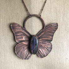 Load image into Gallery viewer, Electroformed Butterfly &amp; Purple Labradorite Necklace - Spring Equinox Collection
