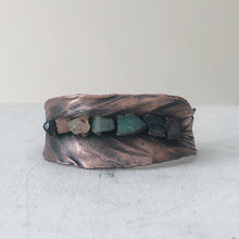 Load image into Gallery viewer, Electroformed Feather Cuff with Raw Chakra Stones #2 - Ready to Ship
