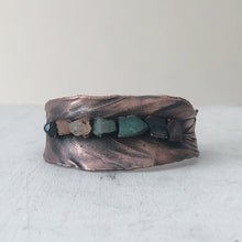 Load image into Gallery viewer, Electroformed Feather Cuff with Raw Chakra Stones #2 - Ready to Ship