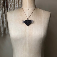 Load image into Gallery viewer, Dark Amethyst Druzy & Clear Quartz Point Tell Tale Heart Necklace #3