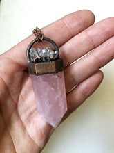 Load image into Gallery viewer, Rose Quartz Point with Angel Aura Cluster Short Necklace - Ready to Ship (Flower Moon Collection)