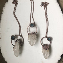 Load image into Gallery viewer, Candle Quartz Cluster with Stalactite Moon Necklace - Snow Moon Collection
