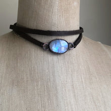 Load image into Gallery viewer, Rainbow Moonstone & Leather Wrap Bracelet/Choker - Ready to Ship