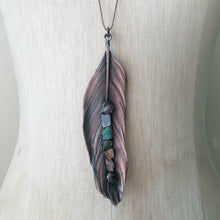 Load image into Gallery viewer, Electroformed Feather Necklace with Raw Chakra Stones #4 - Ready to Ship
