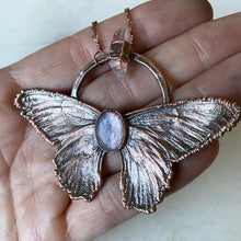 Load image into Gallery viewer, Electroformed Butterfly With Lepidolite & Clear Quartz Necklace - Ready to Ship
