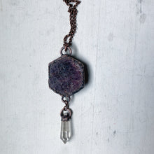 Load image into Gallery viewer, Raw Ruby & Double Terminated Clear Quartz Point Necklace #3