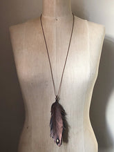 Load image into Gallery viewer, Electroformed Feather and Labradorite Necklace