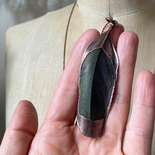 Load image into Gallery viewer, Electroformed Green Macaw Feather Necklace - Ready to Ship