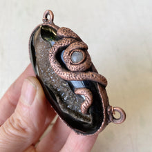Load image into Gallery viewer, Black Onyx Druzy, Rainbow Moonstone & Sculpted Snake Lilith Necklace - Ready to Ship