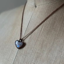 Load image into Gallery viewer, Rainbow Moonstone Heart Necklace #3- Ready to Ship