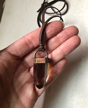 Load image into Gallery viewer, Polished Smoky Quartz Point on Adjustable Deerskin Lace (Satya Collection)