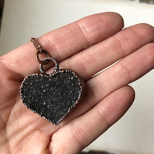 Load image into Gallery viewer, Dark Amethyst Druzy Tell Tale Heart Necklace #3