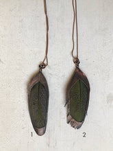 Load image into Gallery viewer, Electroformed Green Macaw Feather Necklace