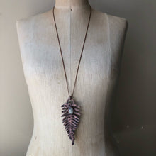 Load image into Gallery viewer, Electroformed Fern with Polished Green Kyanite Necklace #2
