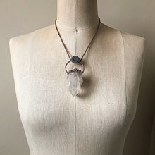 Load image into Gallery viewer, Candle Quartz Cluster with Stalactite Moon Necklace - Snow Moon Collection
