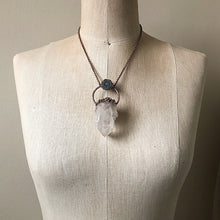 Load image into Gallery viewer, Candle Quartz Cluster with Stalactite Moon Necklace - Snow Moon Collection