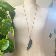 Load image into Gallery viewer, Electroformed Blue & Green Macaw Feather Necklace - Ready to Ship