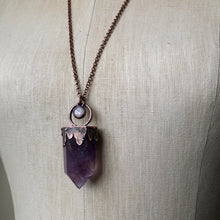 Load image into Gallery viewer, Amethyst Polished Point & Rainbow Moonstone Candelabra Necklace - Tell Tale Heart Collection
